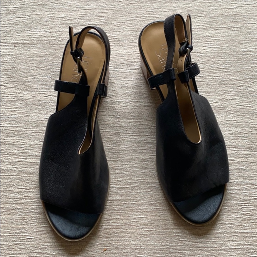 Peep toe Black Leather Heel